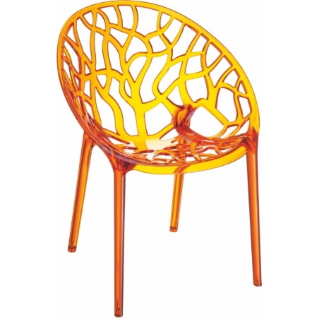 Designerskie Krzesło ażurowe Crystal Pomarańczowy przeźroczysty Siesta do jadalni, kuchni i salonu.