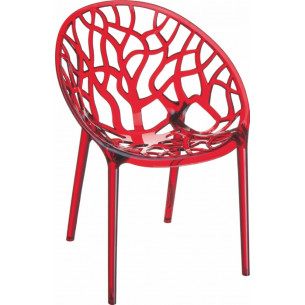 Crystal red transparent openwork modern chair Siesta