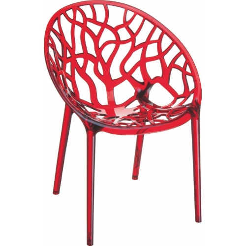 Designerskie Krzesło ażurowe Crystal Czerwony przeźroczysty Siesta do jadalni, kuchni i salonu.