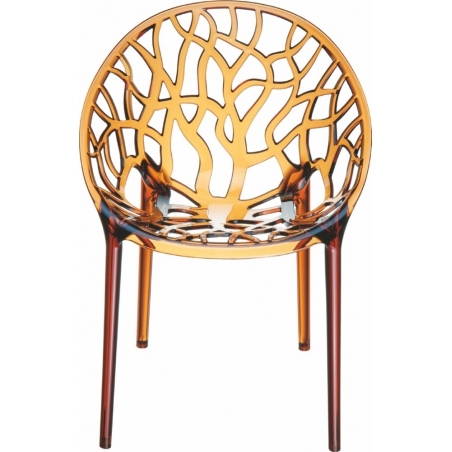 Designerskie Krzesło ażurowe Crystal Bursztynowy przeźroczysty Siesta do jadalni, kuchni i salonu.