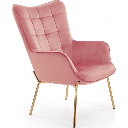 Castel pink velvet quilted armchair...