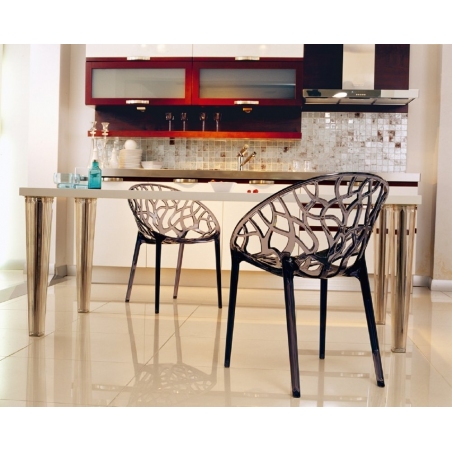 Designerskie Krzesło ażurowe Crystal Czarny przeźroczysty Siesta do jadalni, kuchni i salonu.