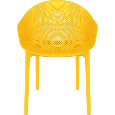 Sky yellow openwork chair with armrests Siesta