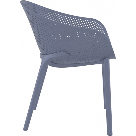 Sky dark grey openwork chair with armrests Siesta