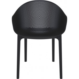 Stylowe Krzesło ażurowe z podłokietnikami Sky Czarne Siesta do restauracji i kawiarni. 2