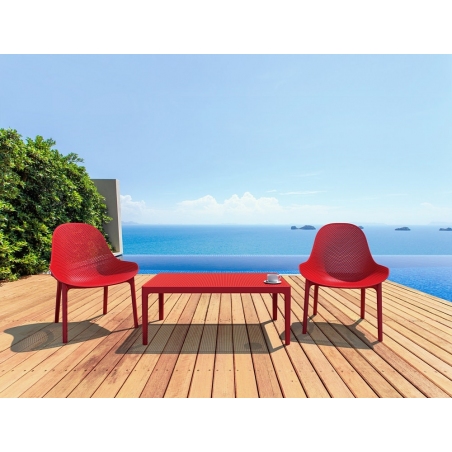 Designerski Fotel z tworzywa Sky Lounge Czerwony Siesta na taras i do ogrodu.
