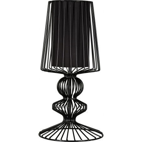 Designerska Lampa stołowa druciana Aveiro S 20 Czarna do sypialni.