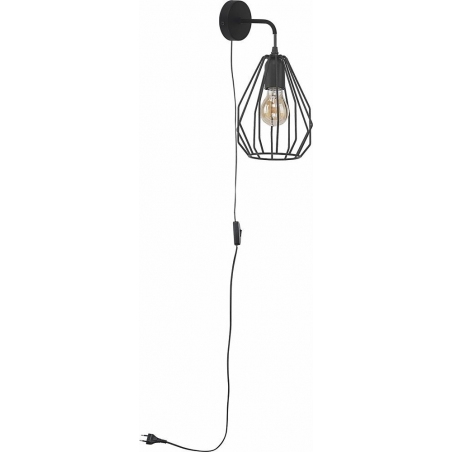 Brylant II 17 black wire wall lamp with switch TK Lighting