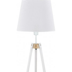 Skandynawska Lampa podłogowa drewniana trójnóg z abażurem Vaio Biała TK Lighting do salonu i sypialni. 2
