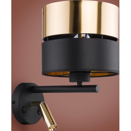 Hilton II LED gold&black wall lamp with switch TK Lighting