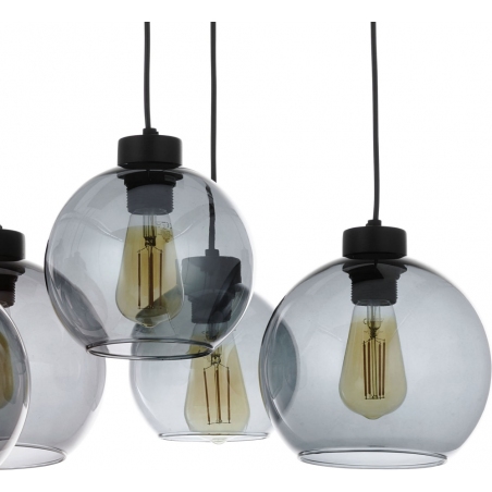 Designerska Lampa wisząca szklane kule Cubus Graphite VIII Grafitowa TK Lighting nad stół.