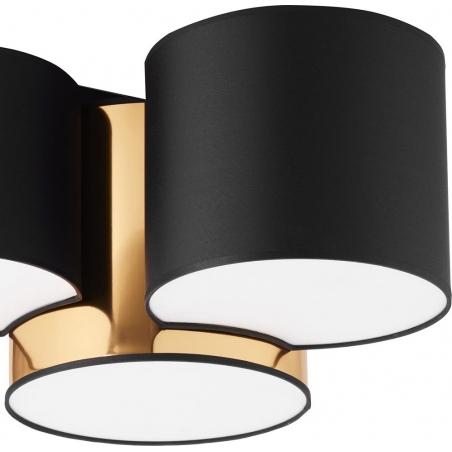 Plafon potrójny glamour z abażurami Mona czarno-złoty TK Lighting do salonu i sypialni.