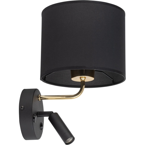 Richi LED black wall lamp with reading lamp and shade TK Lighting