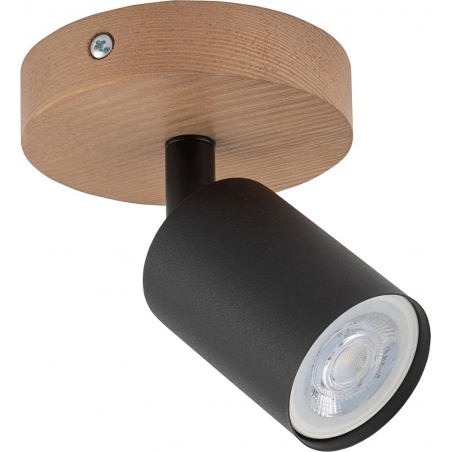 Stylowy Reflektor sufitowy skandynawski pojedynczy Top Wood czarno-drewniany TK Lighting do przedpokoju i kuchni.