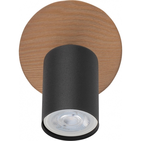 Stylowy Reflektor sufitowy skandynawski pojedynczy Top Wood czarno-drewniany TK Lighting do przedpokoju i kuchni.