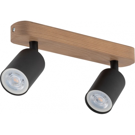 Stylowy Reflektor sufitowy skandynawski podwójny Top Wood czarno-drewniany TK Lighting do przedpokoju i kuchni.