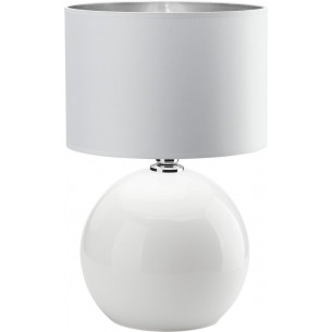 Palla white&silver glass table lamp with fabric shade TK Lighting