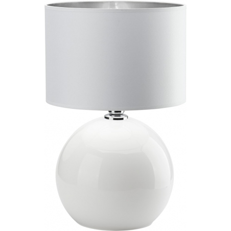 Stylowa Lampa stołowa szklana z abażurem Palla biało-srebrna TK Lighting do salonu i sypialni