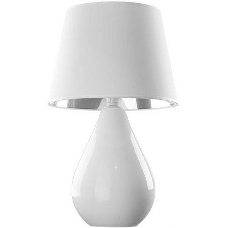 Lampa stołowa szklana z abażurem Lacrima biała TK Lighting do sypialni.