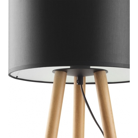 Tokyo pine&black tripod table lamp with shade TK Lighting