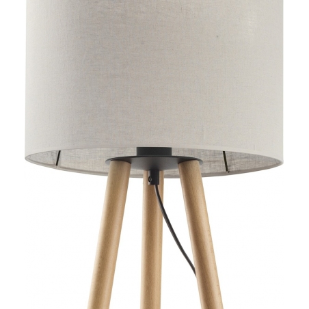 Stylowa Lampa stołowa trójnóg z abażurem Tokyo buk/len TK Lighting na komodę i szafkę nocną