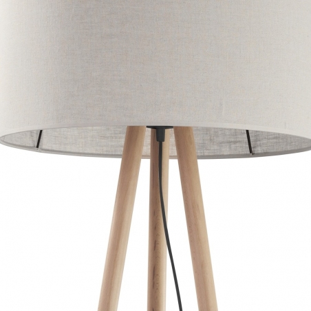 Stylowa Lampa podłogowa trójnóg z abażurem Tokyo buk/len TK Lighting do salonu i czytania