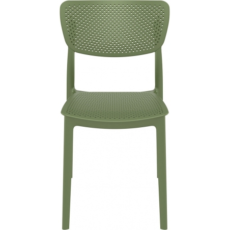 Stylowe Krzesło ażurowe z tworzywa Lucy Oliwkowe Siesta do restauracji i kawiarni.