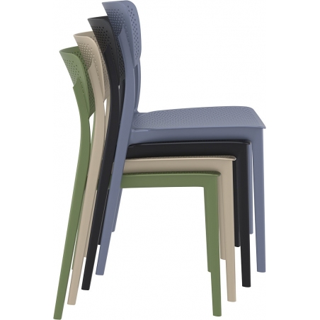 Stylowe Krzesło ażurowe z tworzywa Lucy Oliwkowe Siesta do restauracji i kawiarni.