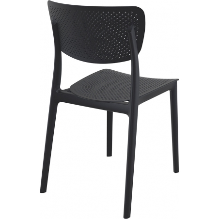 Stylowe Krzesło ażurowe z tworzywa Lucy Czarne Siesta do restauracji i kawiarni.