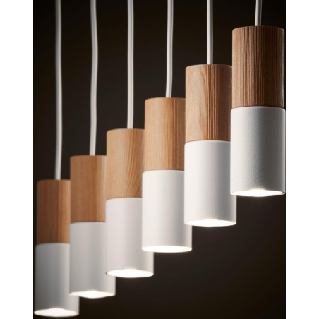 Elit 115 white tubes pendant lamp with wood TK Lighting