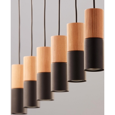 Lampa wiszące tuby z drewnem Elit 115 czarna TK Lighting