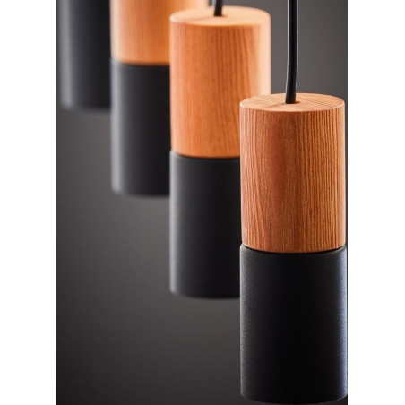 Elit 71 black tubes pendant lamp with wood TK Lighting