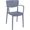 Stylowe Krzesło ażurowe z podłokietnikami Loft Ciemno szare Siesta do restauracji i kawiarni.