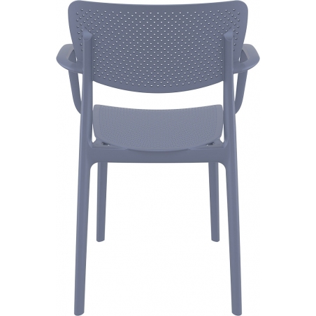 Stylowe Krzesło ażurowe z podłokietnikami Loft Ciemno szare Siesta do restauracji i kawiarni.