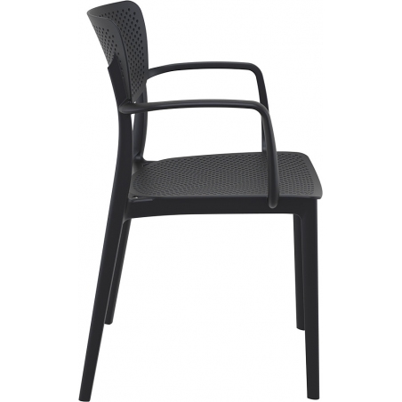 Stylowe Krzesło ażurowe z podłokietnikami Loft Czarne Siesta do restauracji i kawiarni.