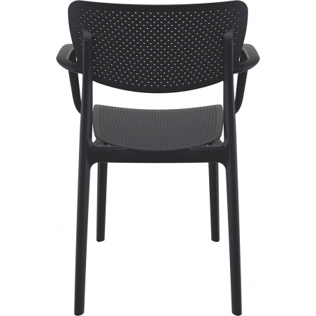 Stylowe Krzesło ażurowe z podłokietnikami Loft Czarne Siesta do restauracji i kawiarni.