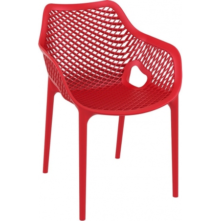 Stylowe Krzesło ażurowe z podłokietnikami Air XL Czerwone Siesta do restauracji i kawiarni.