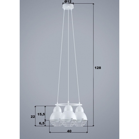 Bugatti 50 white industrial pendant lamp with 3 lights Auhilon