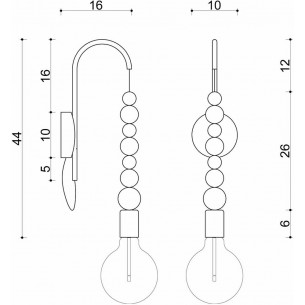 Loft Sfarer dark grey&amp;white pearl wooden hanging wall lamp Kolorowe kable 2