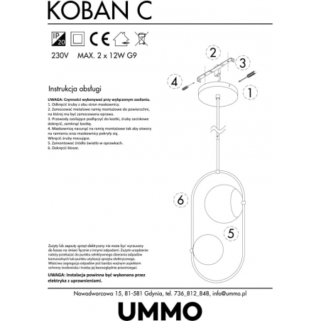 Koban C 28 white&black glass balls pendant lamp Ummo