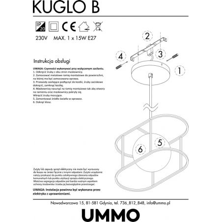 Kuglo 41 white&black glass ball pendant lamp loft Ummo
