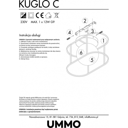 Kuglo white&black loft glass ball wall lamp Ummo