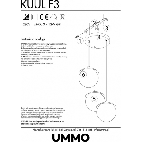 Kuul F white&black triple glass balls pendant lamp Ummo