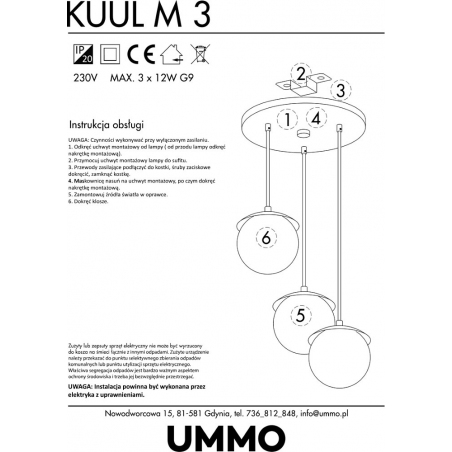 Kuul M white&black triple glass balls pendant lamp Ummo