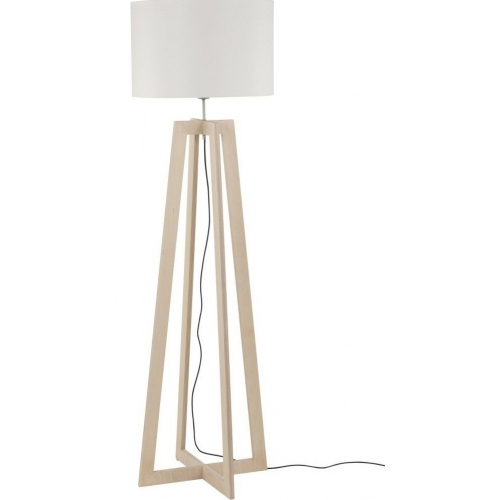 Skandynawska Lampa podłogowa ze sklejki Across 60 Biała/Brzoza do salonu i sypialni.