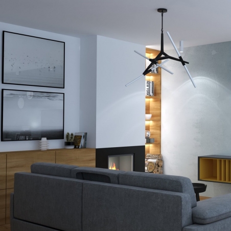 Designerska Lampa sufitowa Sticks VI Czarna Step Into Design do salonu i sypialni.