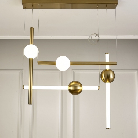 Stylowa Lampa wisząca podłużna glamour O-line LED 110 mosiężna Step Into Design @ tech do salonu