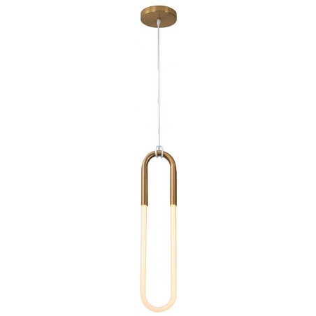 Stylowa Lampa wisząca designerska U-shape 13 LED biało-mosiężna Step Into Design do salonu i kuchni
