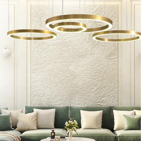 Stylowa Lampa wiszące okręgi Circles Brass 60+80+80 mosiężna Step Into Design do salonu