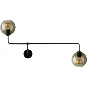 Monaco smoke glass&amp;black glass double wall lamp with arm Nowodvorski